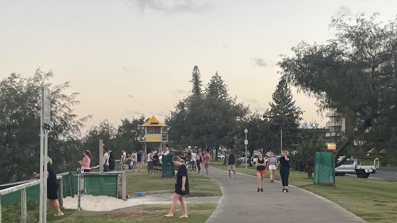 People watching on as police searched off Miami Beach on Thursday evening. Picture: Supplied