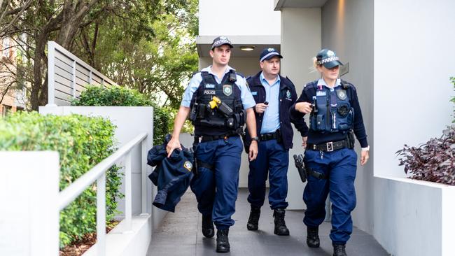 NSW Police at the apartment of Cecilia Haddad in Ryde.  Picture: Monique Harmer