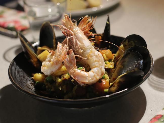 TAS WEEKEND: St Abli, Albert Road, Moonah: Seafood paella, shellfish and chorizo with cherry tomatoes and baby peas