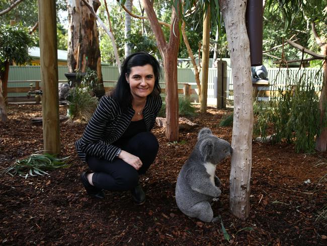 Dr Johnson is the first female head of the Australian Museum Research Institute. Here she is with a koala that appears to be licking a tree. Picture: Britta Campion / The Australian