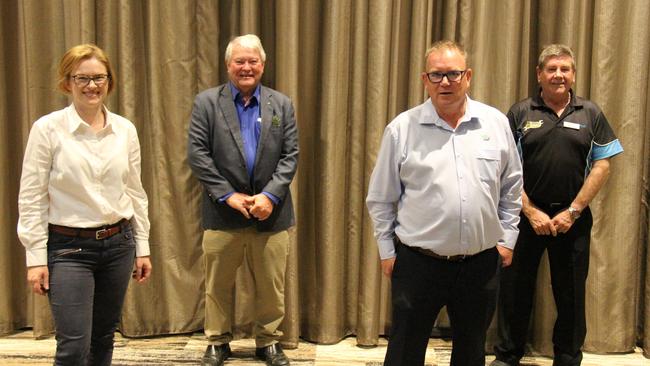 Federal Queensland Senator Amanda Stoker, Federal Member for Flynn Ken O'Dowd, GADPL chief executive Gus Stedman and LNP candidate for Gladstone Ron Harding at a fundraising lunch for Communities for Children. Picture Rodney Stevens