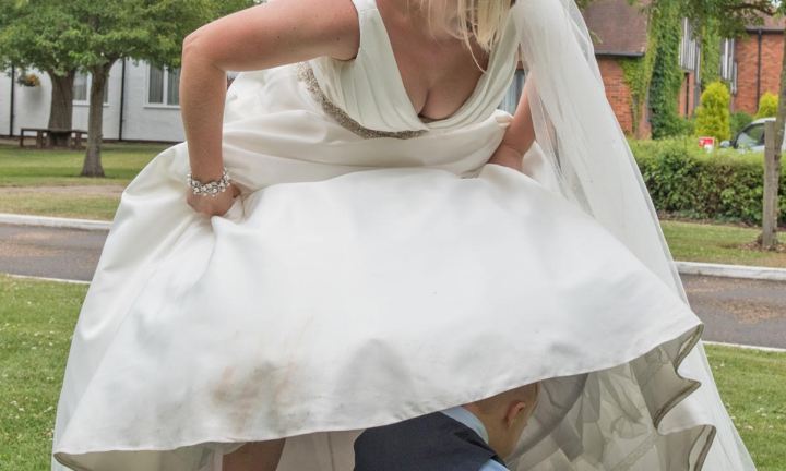 Bride stunned as son got poo on her dress just before she walked