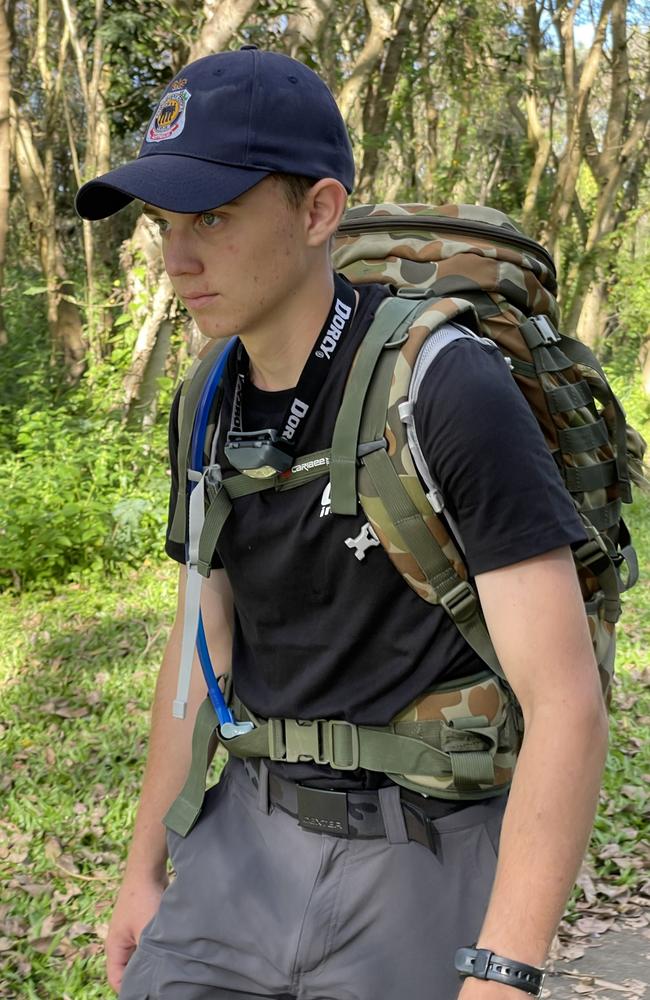 16 year old army cadet and high school student Murray MacGroarty has been walking for nine days straight to raise money and awareness for homeless vets. Photo: Fergus Gregg