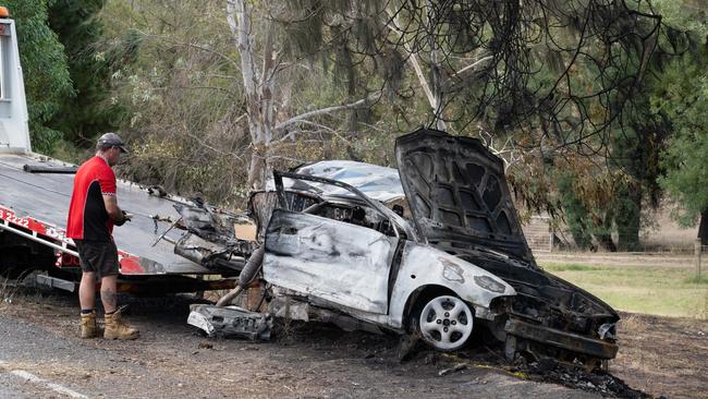 A fatal crash on Williamstown Road in Cockatoo Valley earlier this year. Picture: Morgan Sette