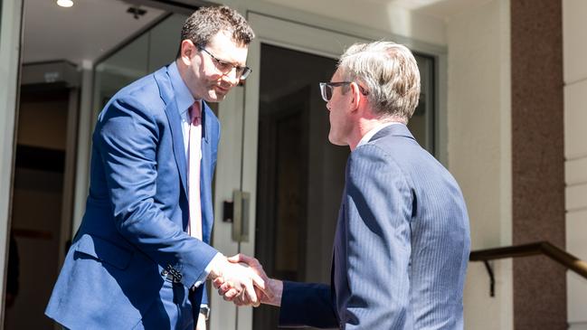 Mr Perrottet met with Jewish leaders, including NSW Jewish Board of Deputies CEO Darren Bark, on Thursday afternoon. Picture NCA NewsWire / Seb Haggett