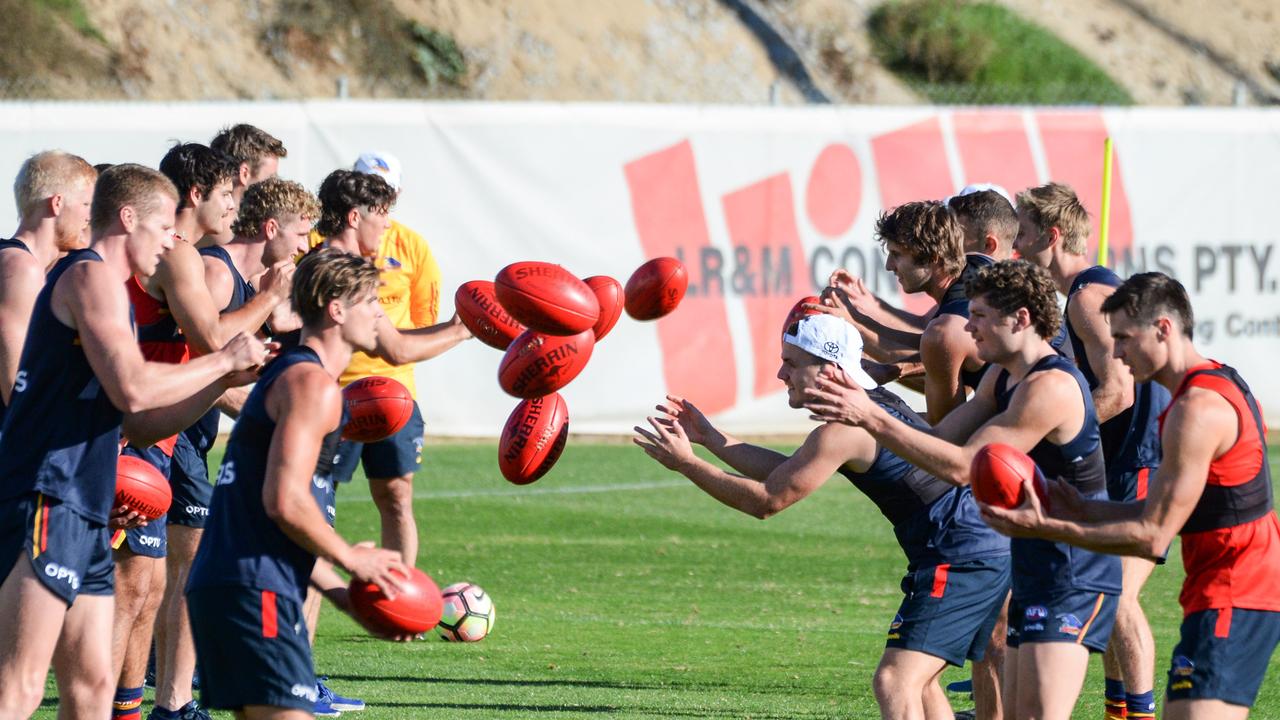 Adelaide players at training last year.
