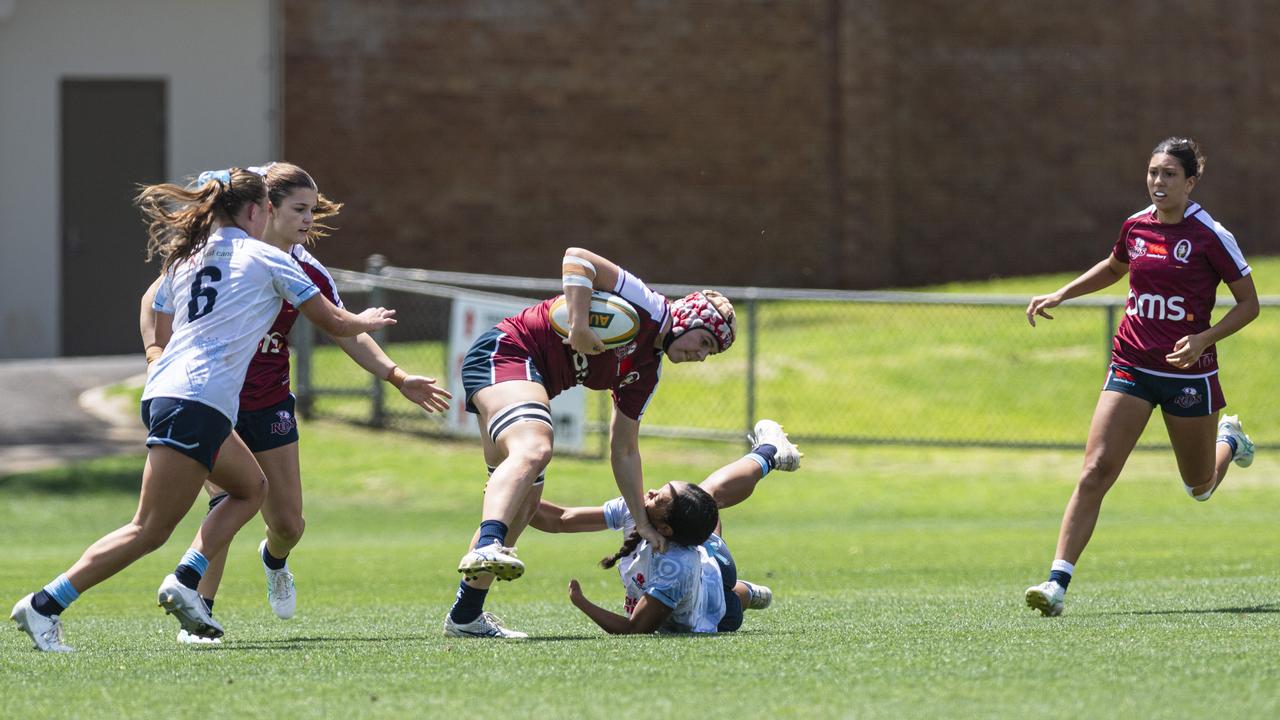 Taleah Ackland of Queensland Reds as Downs Rugby host Next Gen 7s at Toowoomba Sports Ground, Saturday, October 12, 2024. Picture: Kevin Farmer