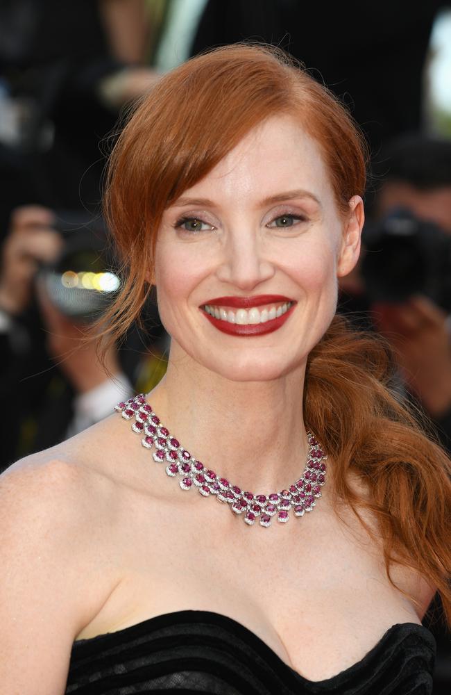 Chastain wore a red lip. Picture: Pascal Le Segretain/Getty Images