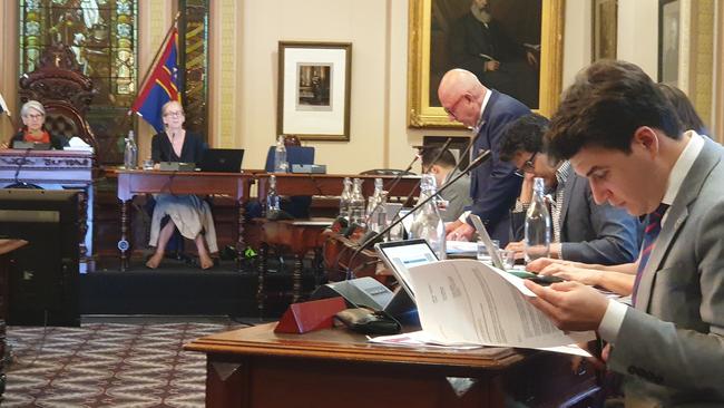 Tuesday night’s Adelaide City Council meeting at Adelaide Town Hall. Picture: Colin James