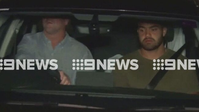 Walker was picked up from Manly police station last night by Sea Eagles head coach Des Hasler. Picture: 9News