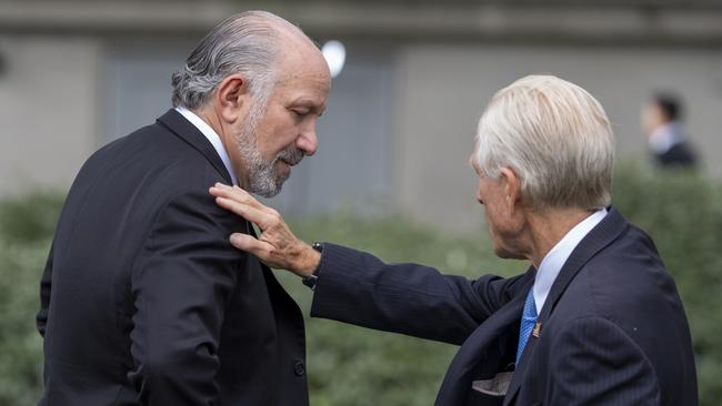 Commerce secretary Howard Lutnick, and White House trade counsellor Peter Navarro on Thursday. Picture: AP