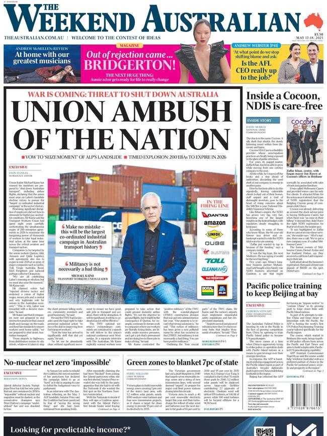 How The Australian reported the TWU threat threat.