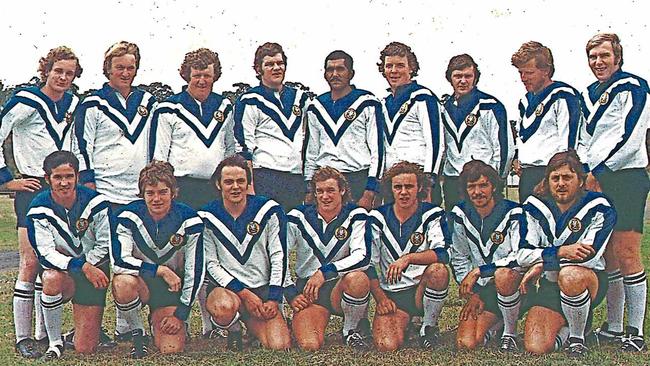 LEFT: Casey O&#39;Connor lines up with the 1974 Stanthorpe Gremlins first-grade side. He&#39;s pictured front row, first on the left. Picture: Contributed