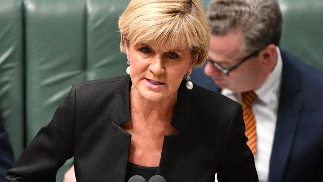 Foreign Minister Julie Bishop. Picture: AAP