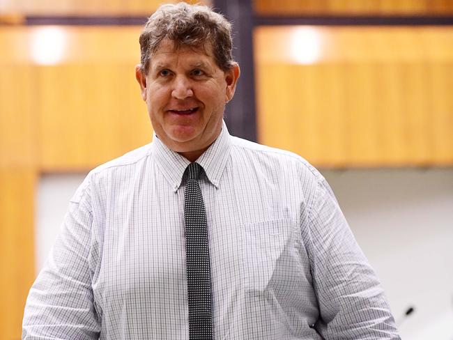 Exiled Labor MLA Scott McConnell departs the chambers during the first sitting of the 2019 parliamentary year. He has now quit the party. Picture: Justin Kennedy