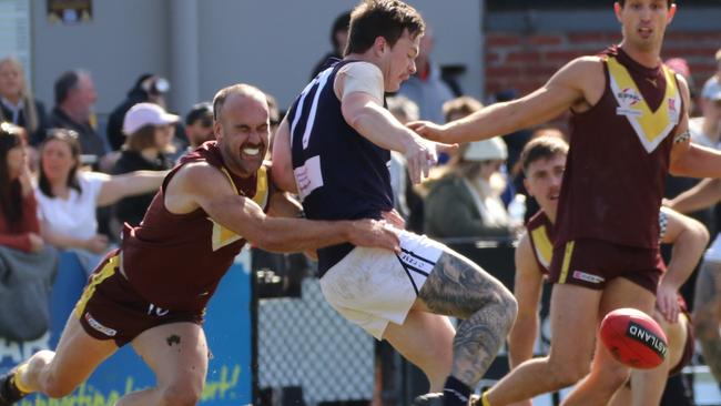 EFNL 2024: Dean Grice takes down an opponent during the grand final. Picture: Grant Bertram