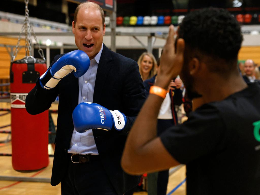 Prince William showed off an impressive right hook during a sports event in London. Picture: AFP