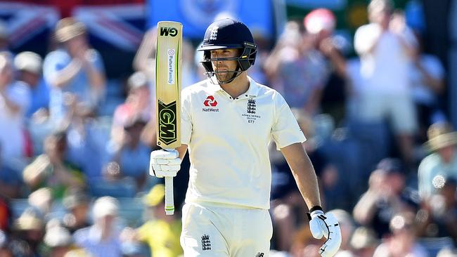 England batsman Dawid Malan celebrates his half century. Photo: AAP