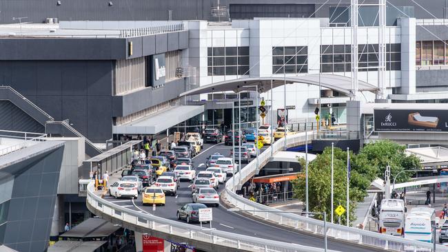 The road into Melbourne Airport’s departure area. Picture: Jason Edwards