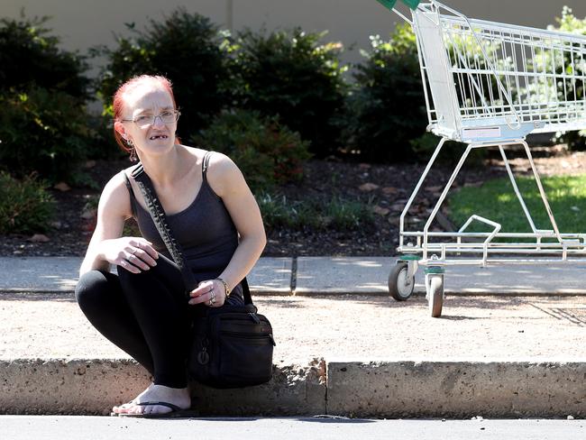 Former Ice addict Rebecca Nayda outside the Elizabeth Centrelink. A proposal to bring in drug testing and a welfare card in Elizabeth in Adelaide's northern suburbs outside the Elizabeth Centrelink. Photo Kelly Barnes