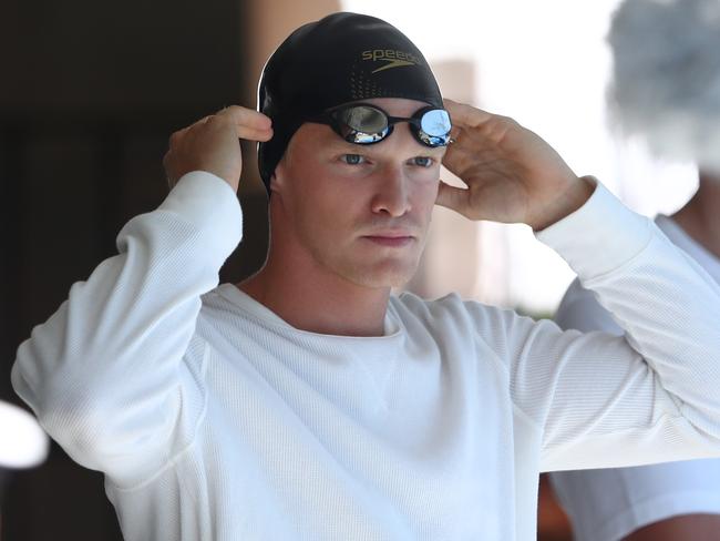 GOLD COAST, AUSTRALIA - APRIL 18: Cody Simpson before racing in the Mens 50m Butterfly final during the 2021 Australian Swimming Championships at the Gold Coast Aquatic Centre on April 18, 2021 in Gold Coast, Australia. (Photo by Chris Hyde/Getty Images)