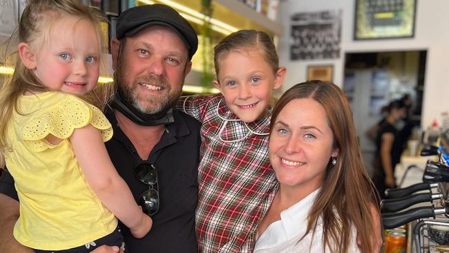 Justin and Elizabeth Georgopoulos with their two daughters at Justinian’s Cafe &amp; Dessert Bar.