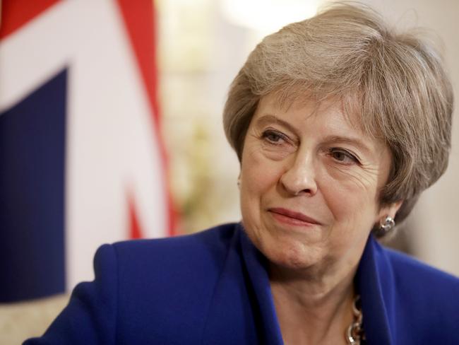 British Prime Minister Theresa May listens as Czech Republic Prime Minister Andrej Babis speaks at the start of their meeting inside 10 Downing Street in London, Wednesday, Oct. 24, 2018. (AP Photo/Matt Dunham, Pool)