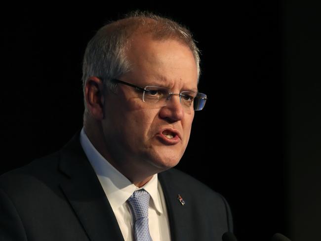 Prime Minister Scott Morrison addresses the Melbourne Institute Economic and Social Outlook Conference in Melbourne, Thursday, October 11, 2018. (AAP Image/David Crosling) NO ARCHIVING