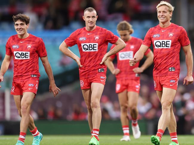 Errol Gulden, Chad Warner and Isaac Heeney are dominating. Picture: Matt King/AFL Photos