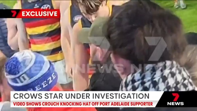 Moment Crows player allegedly knocks hat off Port fan (7NEWS)