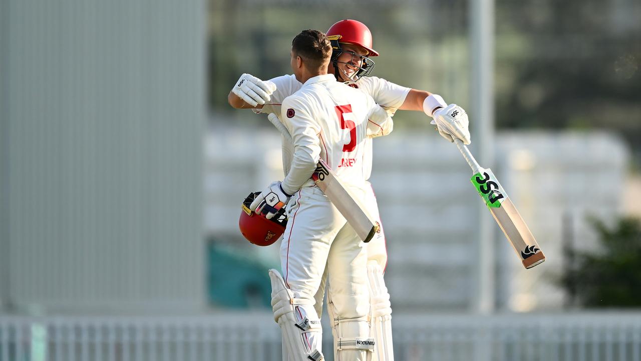 Alex Carey of South Australia celebrates his century. Picture: Albert Perez/Getty Images