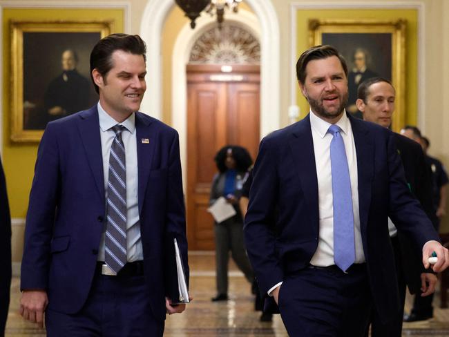 Matt Gaetz and Vice President-elect JD Vance in the Capitol on Wednesday. Picture: Getty Images.