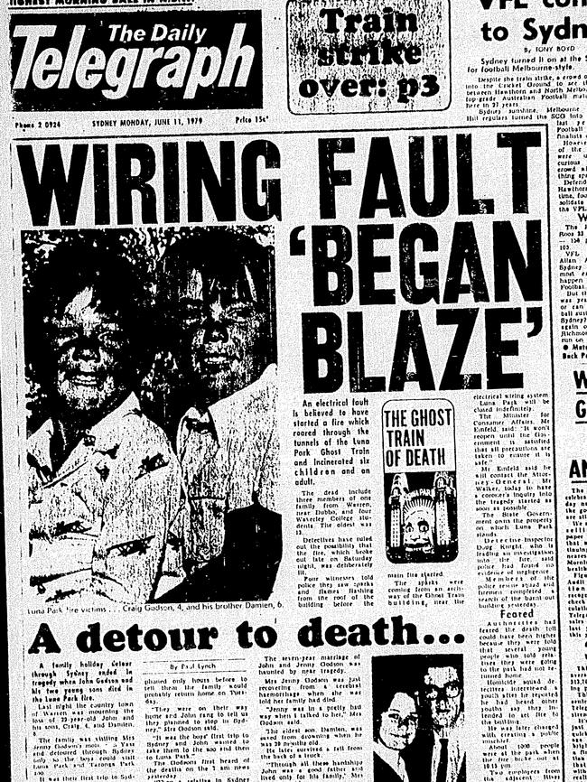 The Daily Telegraph’s report on the blaze. Picture: News Corp Archives