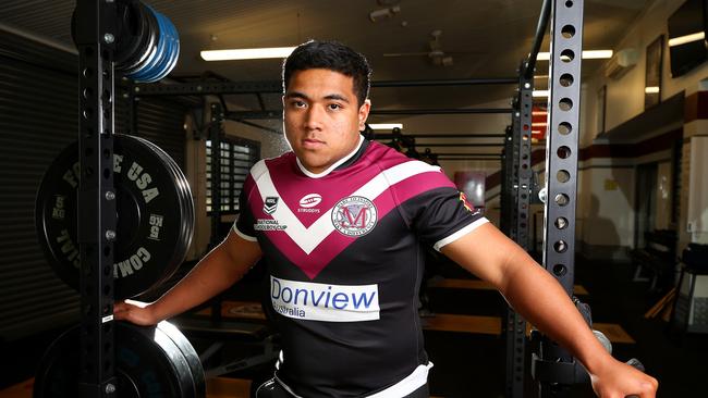 Sione Fotuaika plays Langer Cup rugby league for Marsden State High School and is brothers to Titans star Moeaki Fotuaika and will take on his brother's old school (Keebra Park) on Wednesday. Pics Adam Head