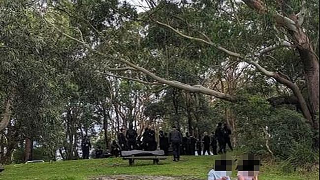 Police responded to the gathering in Artarmon Reserve on Saturday.