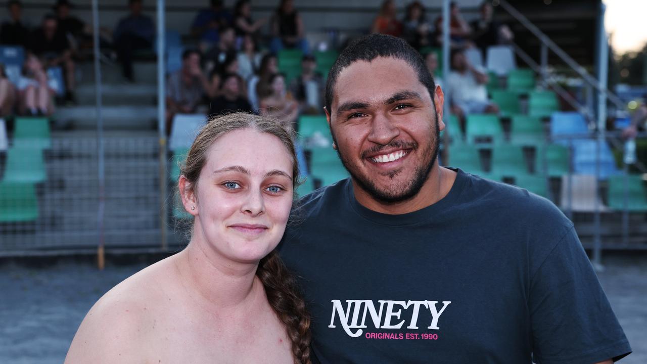 Chantelle Cameron and Steven Farmer attend the 2024 Cairns Bull Throttle event, a bikes and bulls show, featuring bull riding and freestyle motorcross ridiers at the Cairns Showgrounds. Picture: Brendan Radke