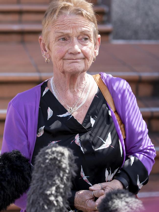 Damian's mother Alanah Crump speaking out the front of Hobart Magistrates Court earlier this week. Picture: Eddie Safarik