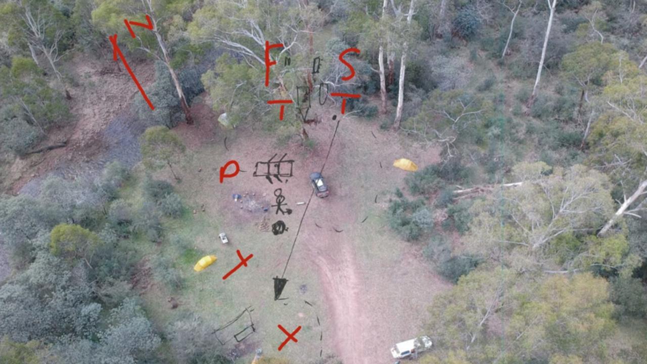 Lynn drew markings on the photo indicating what he claimed happened. Picture: Supplied/ Supreme Court of Victoria.