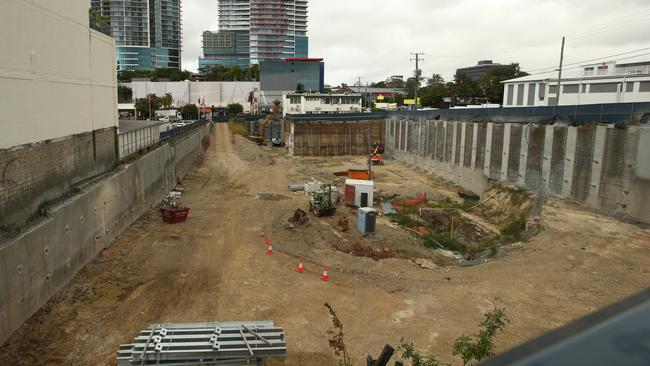 The giant empty hole in the ground on the corner of Southport's Young Street and Regent Lane. It's sat empty for more than 30 years. Picture: Glenn Hampson