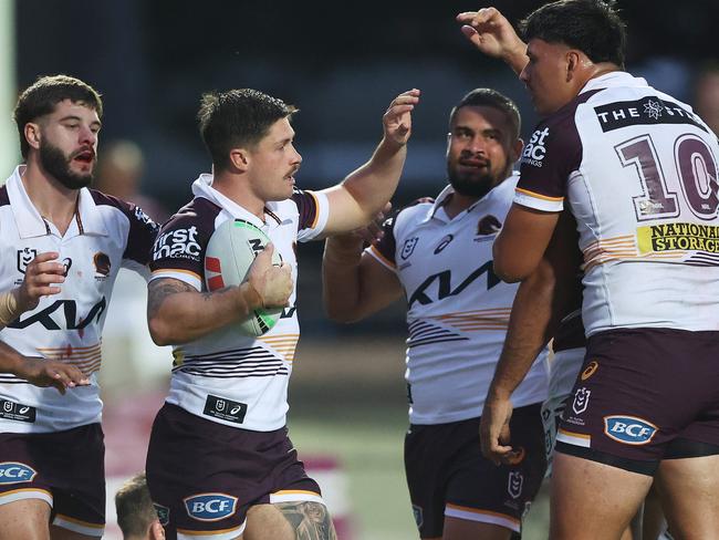 Cory Paix celebrates scoring at Brookvale. Picture: Mark Metcalfe/Getty Images