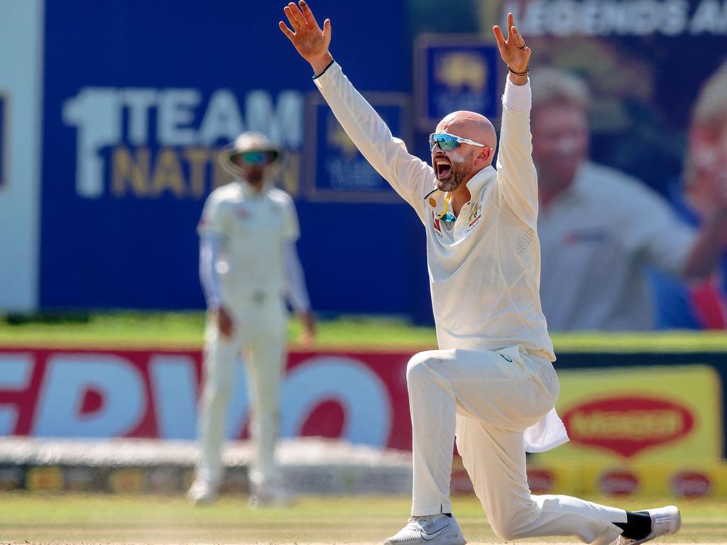 Nathan Lyon took seven wickets in the first Test against Sri Lanka, and wants to play on til 2027 at least. Picture: Ishara S.Kodikara/AFP