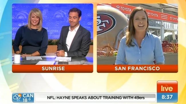 What a Cox up ... Sunrise accidentally broadcast a naked football player getting changed during a story segment this morning. Picture: Supplied