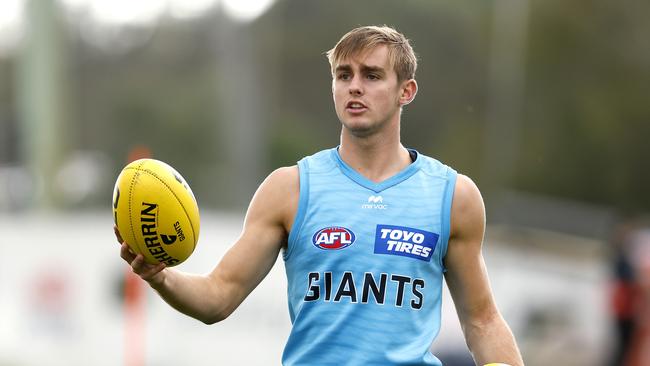 James Leake during the GWS Giants training session on March 5, 2025 ahead of the AFL Opening Round. Photo by Phil Hillyard (Image Supplied for Editorial Use only - **NO ON SALES** - Â©Phil Hillyard )