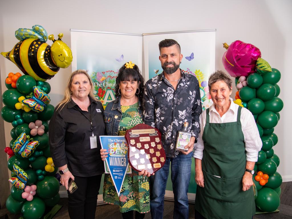 Vicki Thompson, ABC Southern Qld, Lena and Stephen Traynor, winner ABC Southern Qld award and Penny McKinlay ABC Southern Qld.Chronicle Garden Competition, awards presentation at Oaks Toowoomba Hotel.Thursday September 14, 2023