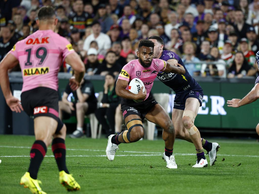 Sunia Turuva in action for the Panthers during Sunday night’s NRL grand final at Accor Stadium, Sydney Olympic Park. Picture: Jonathan Ng