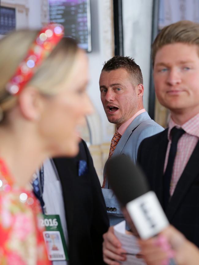 Lleyton was happy for his wife to take the limelight today. Picture: Christian Gilles