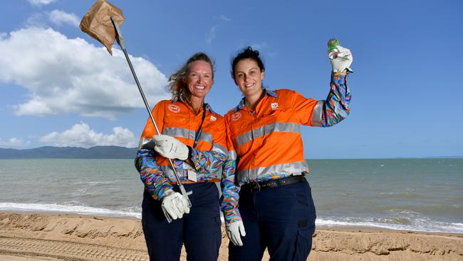 Helen Manski and Katie James from the Townsville City Council are set for the Great Barrier Reef Clean Up today at Pallarenda. Picture: Evan Morgan