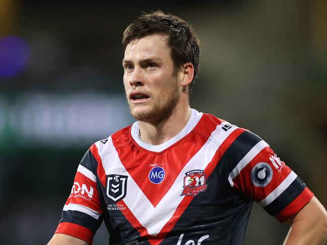 SYDNEY, AUSTRALIA - OCTOBER 09:  Luke Keary of the Roosters reacts during the NRL Semi Final match between the Sydney Roosters and the Canberra Raiders at the Sydney Cricket Ground on October 09, 2020 in Sydney, Australia. (Photo by Cameron Spencer/Getty Images)