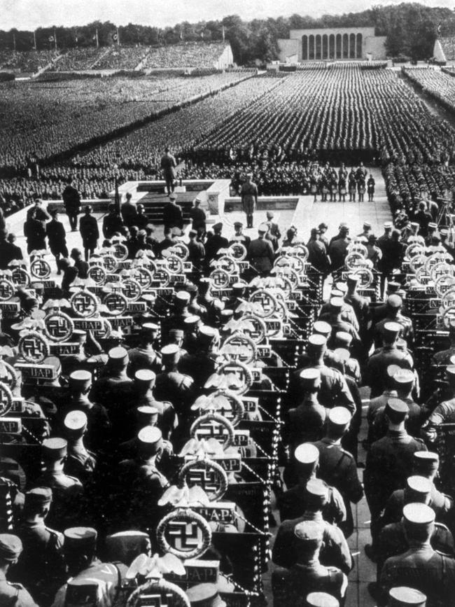 Adolph Hitler at a Nuremberg rally in 1935.