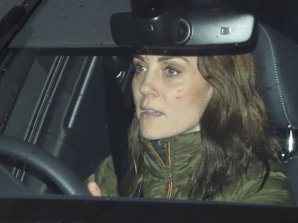 The mum of three was spotted driving into her house looking strained amid the royal family crisis. Picture: Aaron Chown/PA via AP.